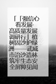 「强信心 看发展·高质量发展调研行」植树固沙护绿洲——武威市治沙造林筑牢生态安全屏障见闻