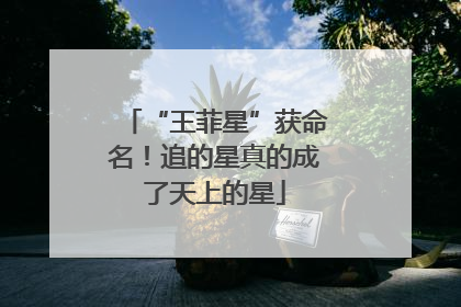 “王菲星”获命名！追的星真的成了天上的星
