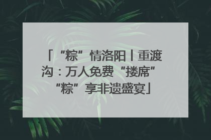 “粽”情洛阳丨重渡沟：万人免费“搂席” “粽”享非遗盛宴