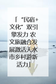 “民宿+文化”双引擎发力 农文旅融合发展激活天水市乡村游新活力