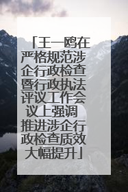 王一鸥在严格规范涉企行政检查暨行政执法评议工作会议上强调 推进涉企行政检查质效大幅提升