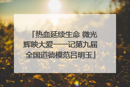 热血延续生命 微光辉映大爱一一记第九届全国道德模范吕明玉