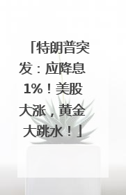 特朗普突发：应降息1%！美股大涨，黄金大跳水！