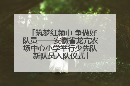 筑梦红领巾 争做好队员——安徽省龙亢农场中心小学举行少先队新队员入队仪式