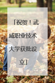 祝贺！武威职业技术大学获批设立