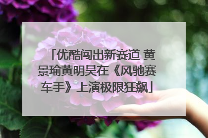 优酷闯出新赛道 黄景瑜黄明昊在《风驰赛车手》上演极限狂飙