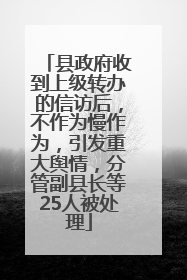 县政府收到上级转办的信访后，不作为慢作为，引发重大舆情，分管副县长等25人被处理