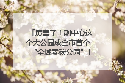 厉害了！副中心这个大公园成全市首个“全域零碳公园”