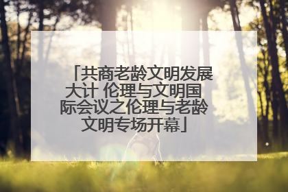 共商老龄文明发展大计 伦理与文明国际会议之伦理与老龄文明专场开幕