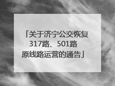 关于济宁公交恢复317路、501路原线路运营的通告