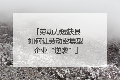 劳动力短缺县 如何让劳动密集型企业“逆袭”