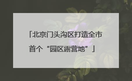 北京门头沟区打造全市首个“园区露营地”