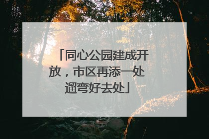 同心公园建成开放，市区再添一处遛弯好去处