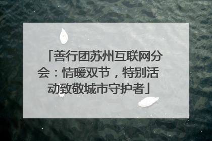 善行团苏州互联网分会：情暖双节，特别活动致敬城市守护者