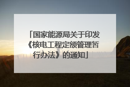 国家能源局关于印发《核电工程定额管理暂行办法》的通知