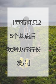 宣布降息25个基点后 欧洲央行行长发声