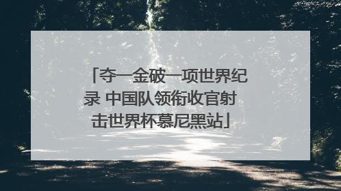 夺一金破一项世界纪录 中国队领衔收官射击世界杯慕尼黑站