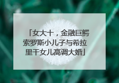 女大十，金融巨鳄索罗斯小儿子与希拉里干女儿高调大婚