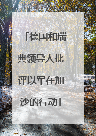 德国和瑞典领导人批评以军在加沙的行动