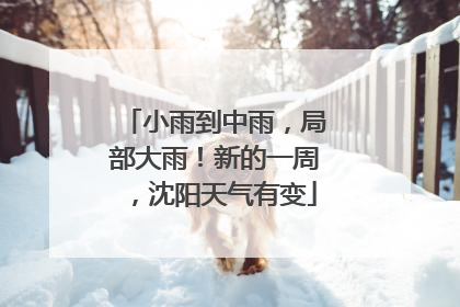 小雨到中雨，局部大雨！新的一周，沈阳天气有变