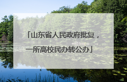 山东省人民政府批复，一所高校民办转公办