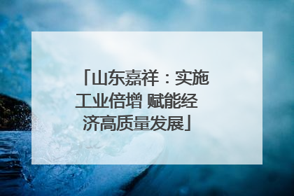 山东嘉祥：实施工业倍增 赋能经济高质量发展
