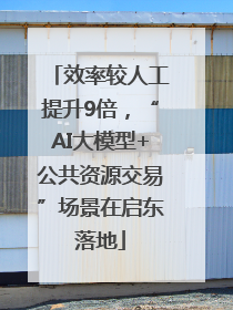 效率较人工提升9倍，“AI大模型+公共资源交易”场景在启东落地
