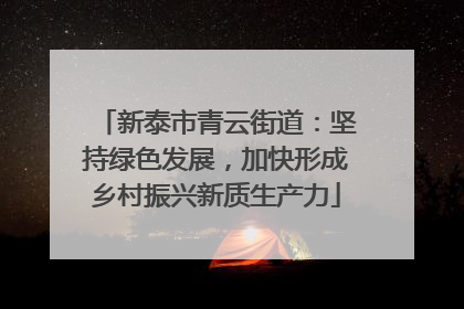 新泰市青云街道：坚持绿色发展，加快形成乡村振兴新质生产力