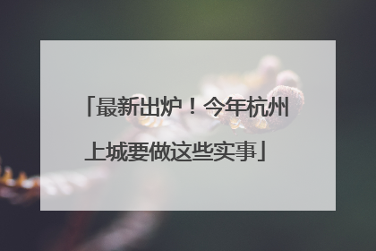 最新出炉！今年杭州上城要做这些实事