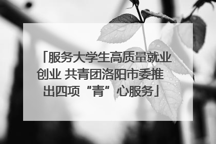 服务大学生高质量就业创业 共青团洛阳市委推出四项“青”心服务