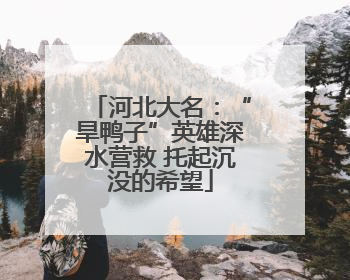河北大名：“旱鸭子”英雄深水营救 托起沉没的希望