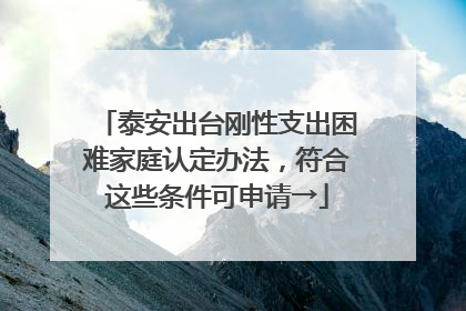 泰安出台刚性支出困难家庭认定办法，符合这些条件可申请→