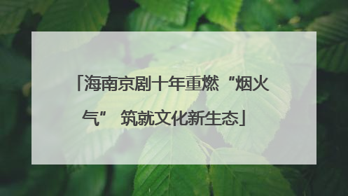 海南京剧十年重燃“烟火气” 筑就文化新生态