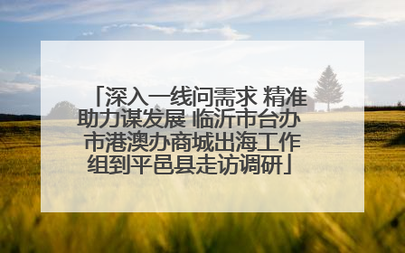深入一线问需求 精准助力谋发展 临沂市台办 市港澳办商城出海工作组到平邑县走访调研
