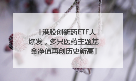 港股创新药ETF大爆发，多只医药主题基金净值再创历史新高