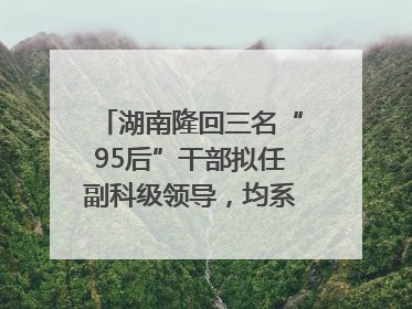湖南隆回三名“95后”干部拟任副科级领导，均系硕士选调生