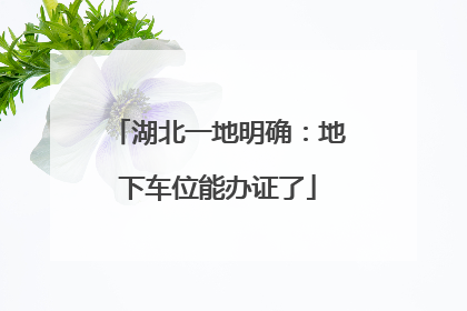 湖北一地明确：地下车位能办证了