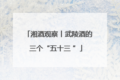 湘酒观察丨武陵酒的三个“五十三 ”