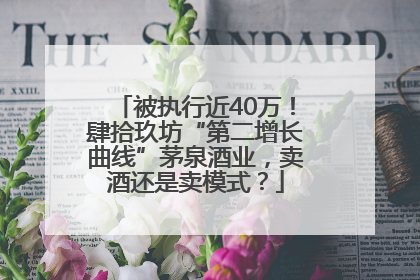 被执行近40万！肆拾玖坊“第二增长曲线”茅泉酒业，卖酒还是卖模式？
