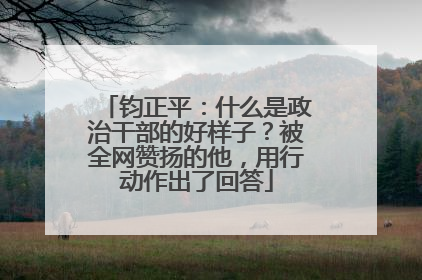 钧正平：什么是政治干部的好样子？被全网赞扬的他，用行动作出了回答