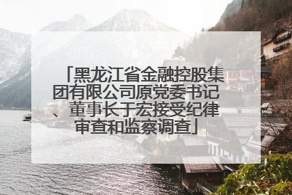 黑龙江省金融控股集团有限公司原党委书记、董事长于宏接受纪律审查和监察调查