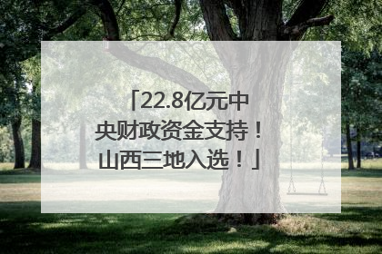 22.8亿元中央财政资金支持！山西三地入选！
