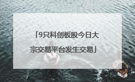 9只科创板股今日大宗交易平台发生交易